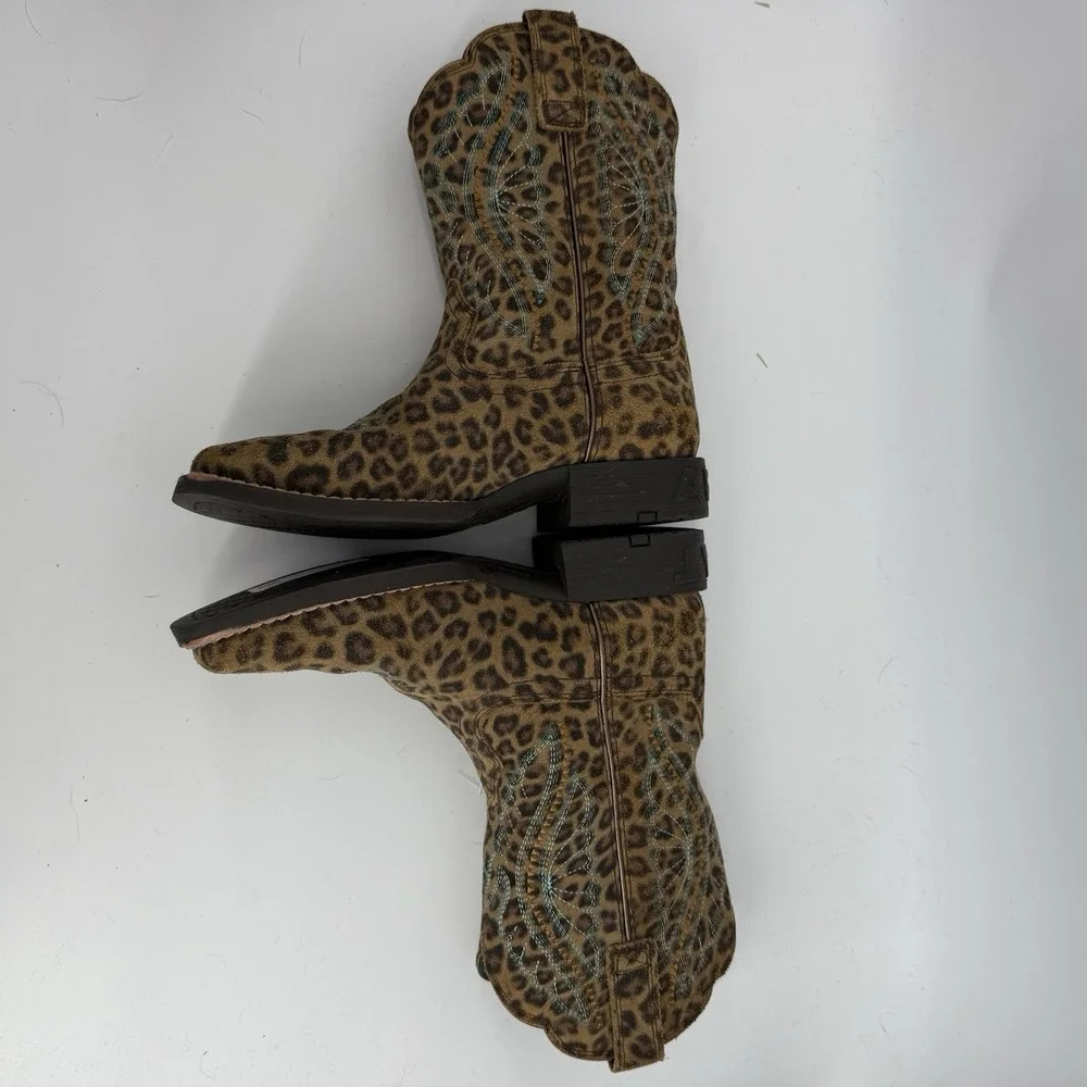 Ariat Kid's Primetime Leopard print Brown Leather US 1 Western Boot 10044422 - Picture 4 of 12